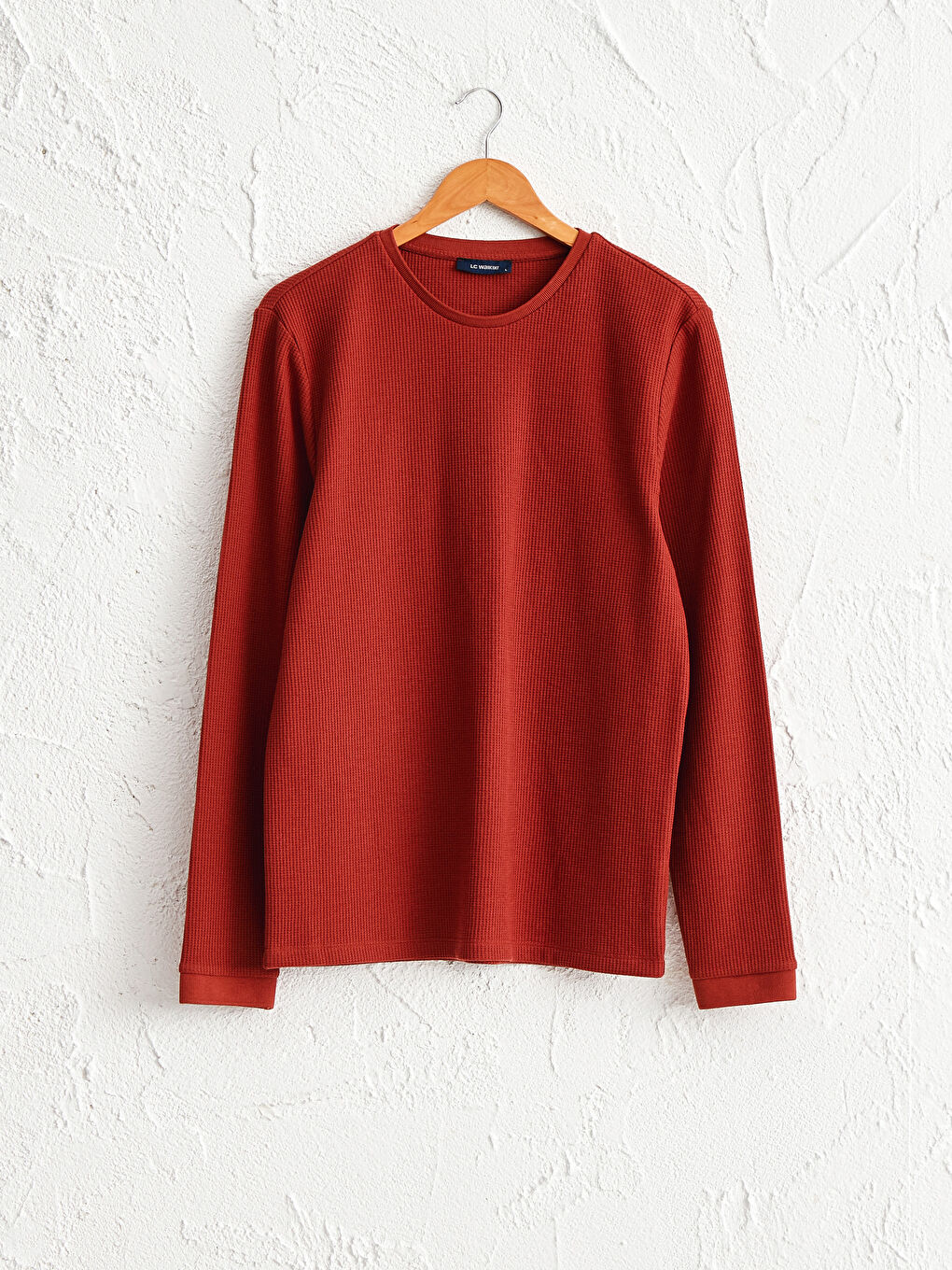 Kahverengi Bisiklet Yaka Uzun Kollu Basic Tişört