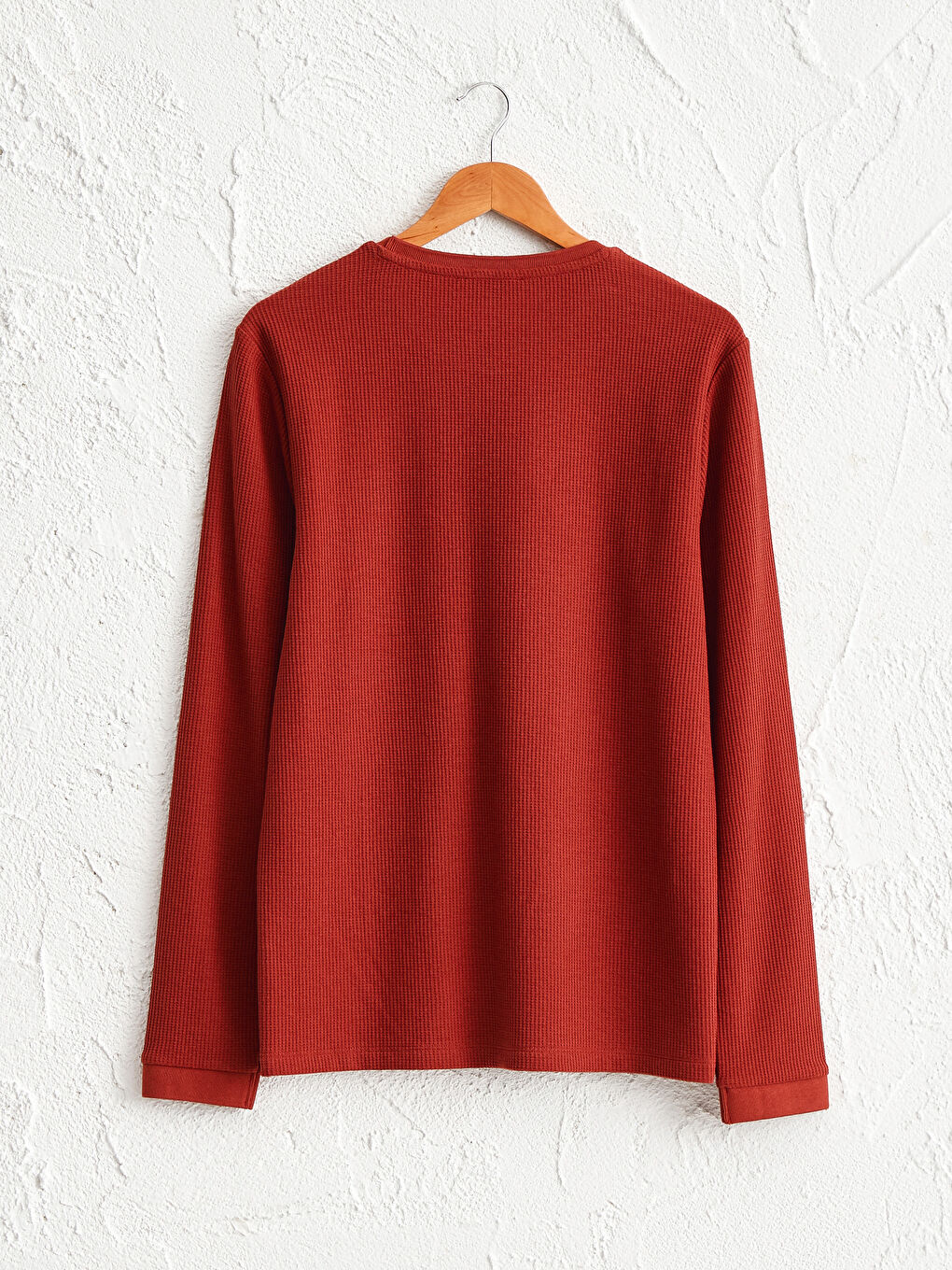 Kahverengi Bisiklet Yaka Uzun Kollu Basic Tişört-2