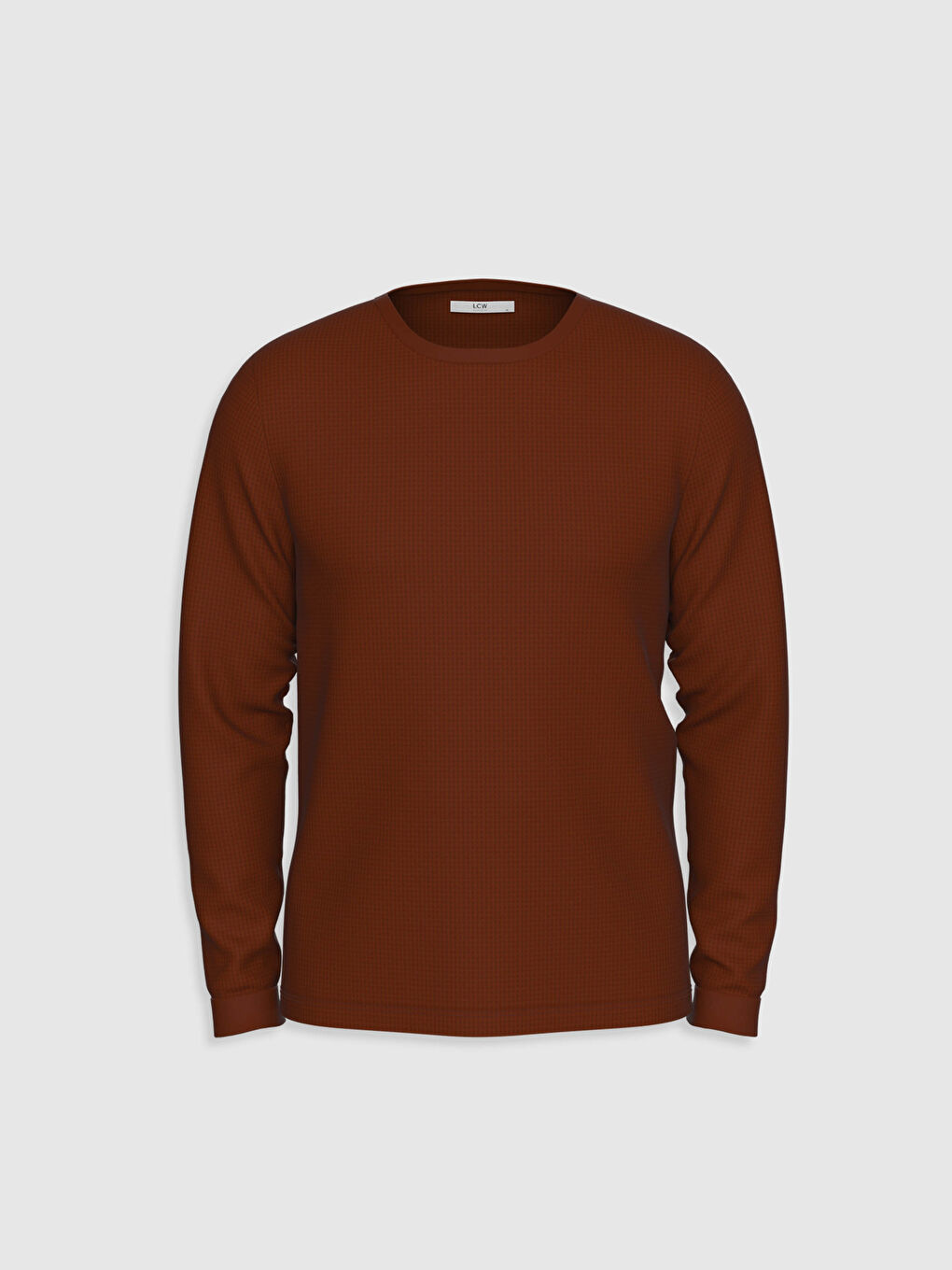 Kahverengi Bisiklet Yaka Uzun Kollu Basic Tişört-1