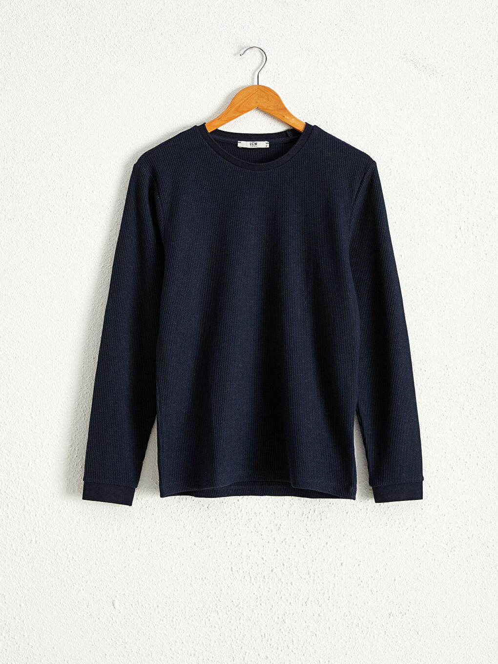 Lacivert Bisiklet Yaka Uzun Kollu Basic Tişört