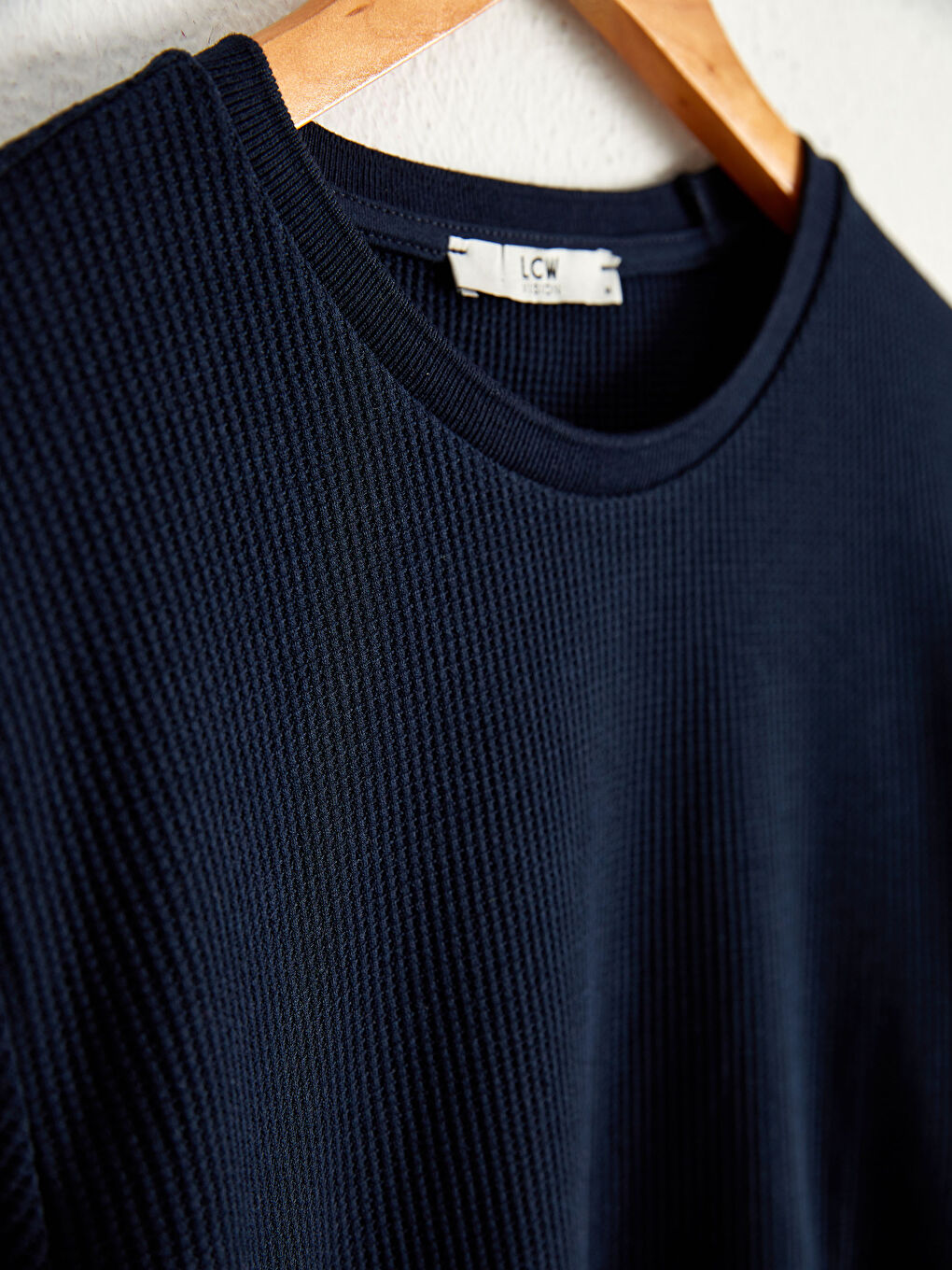 Lacivert Bisiklet Yaka Uzun Kollu Basic Tişört-3