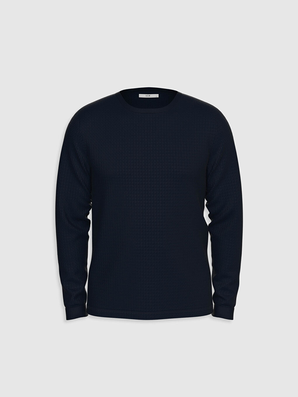 Lacivert Bisiklet Yaka Uzun Kollu Basic Tişört-1