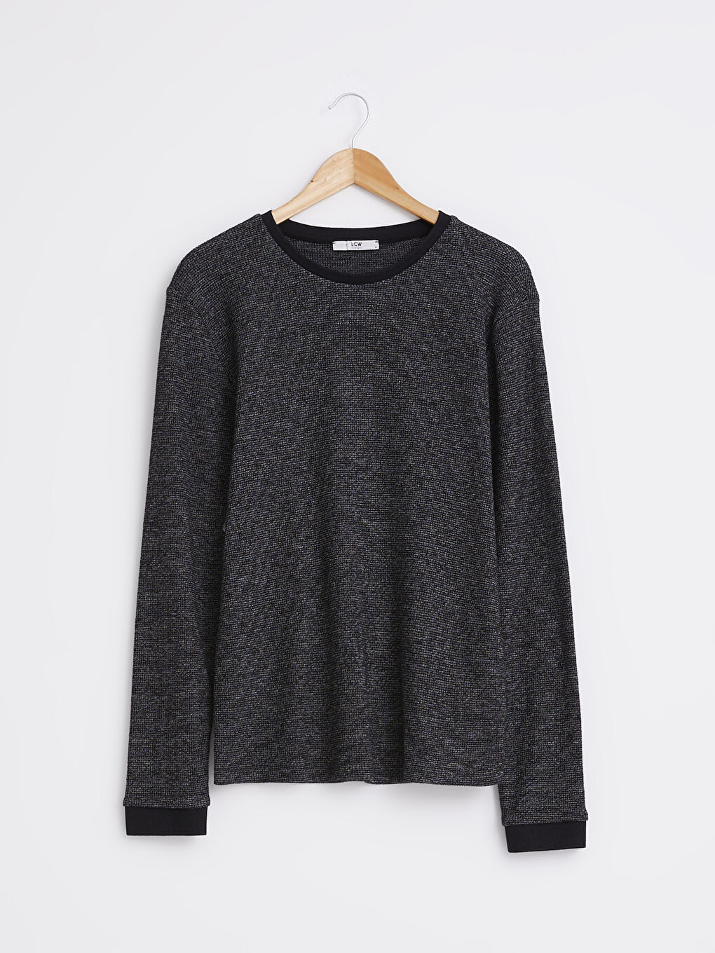 Siyah Bisiklet Yaka Uzun Kollu Basic Tişört