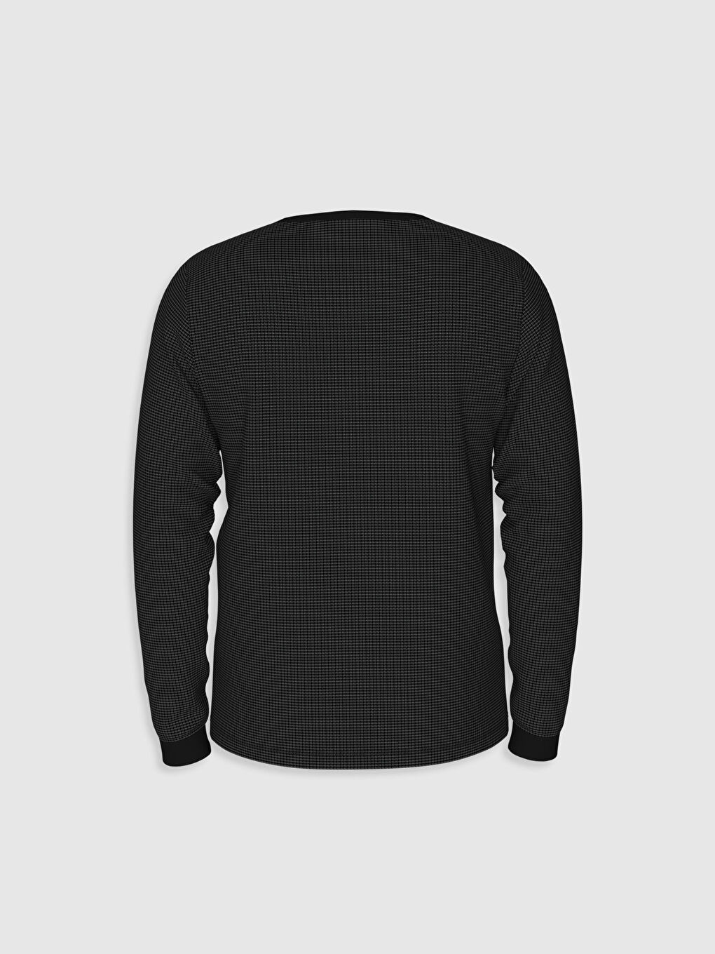 Siyah Bisiklet Yaka Uzun Kollu Basic Tişört-2