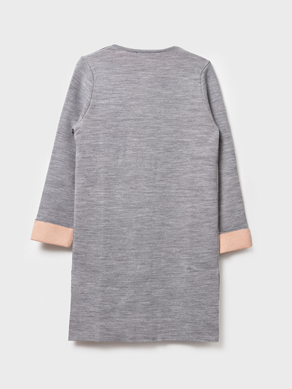 Gri Bisiklet Yaka Düz Uzun Kollu Kadın Triko Hırka-6