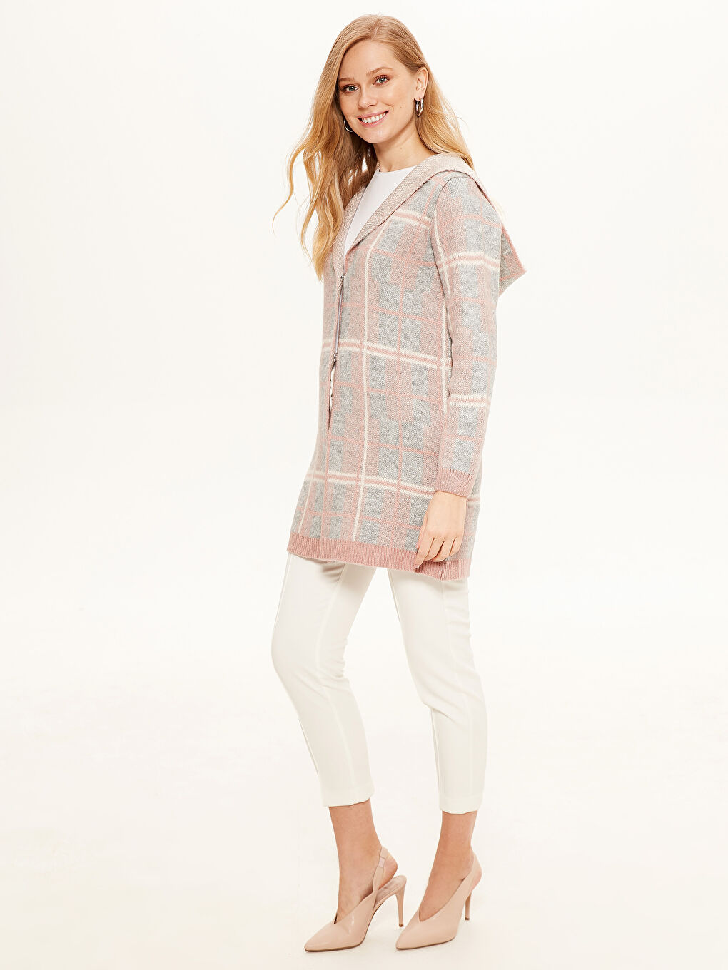 Gri Uzun Kollu Kadın Hırka-2