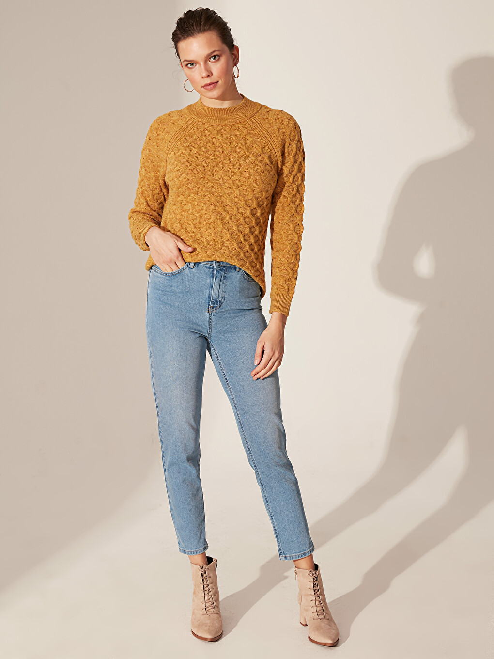 Pulovër Golf Gjysmë Me Mëngë Të Gjata Për Gra-2
