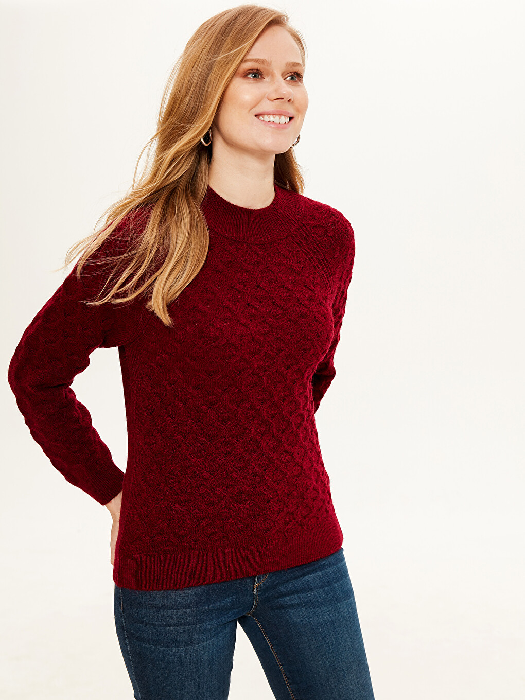 Half Turtleneck Long Sleeve Women's Sweater