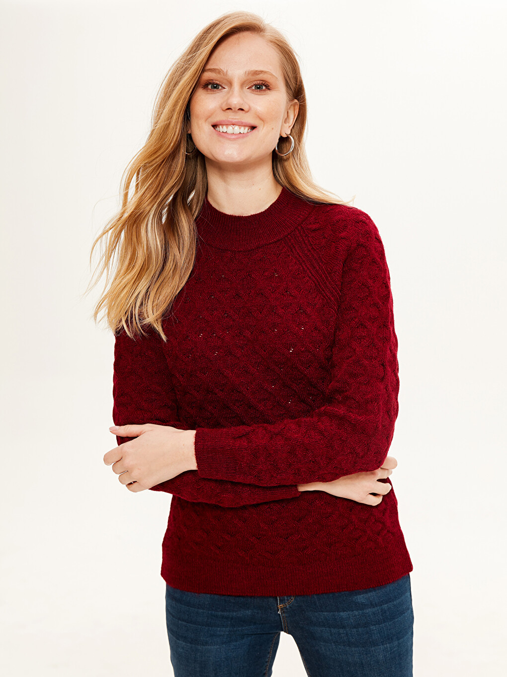 Half Turtleneck Long Sleeve Women's Sweater-1