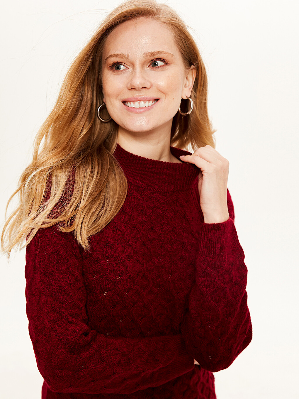 Half Turtleneck Long Sleeve Women's Sweater-3