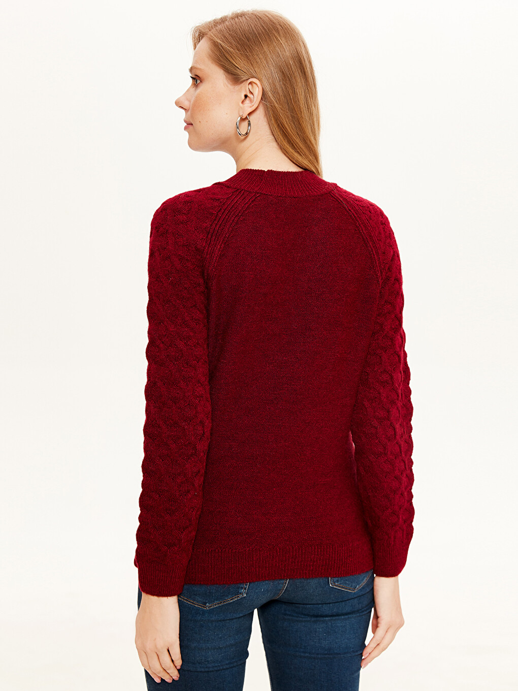 Half Turtleneck Long Sleeve Women's Sweater-4