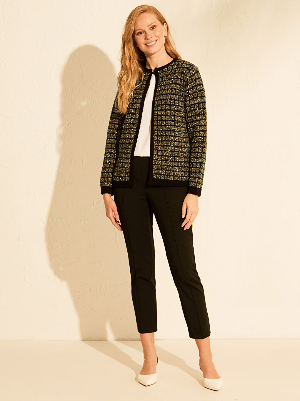 Кардиган с круглым вырезом и длинным рукавом для женщин-1