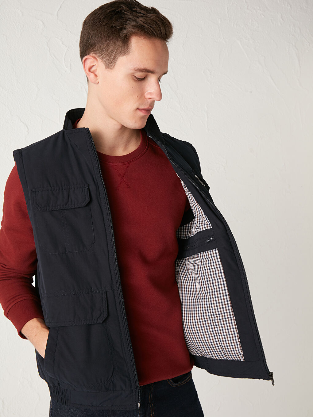 Gilet à fermeture éclair avec col cheminée-2