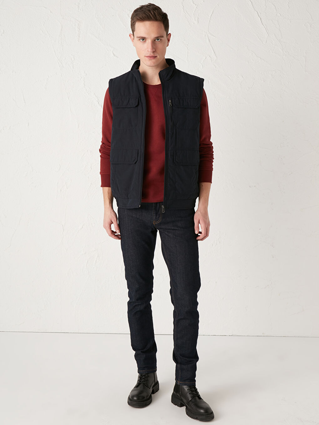 Gilet à fermeture éclair avec col cheminée-3