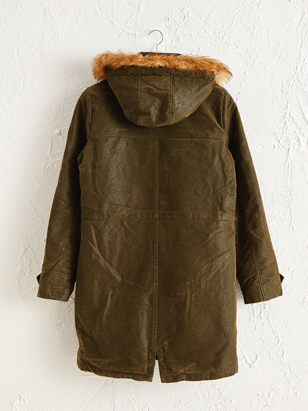 Frau KHAKI Mantel aus Kunstleder-1