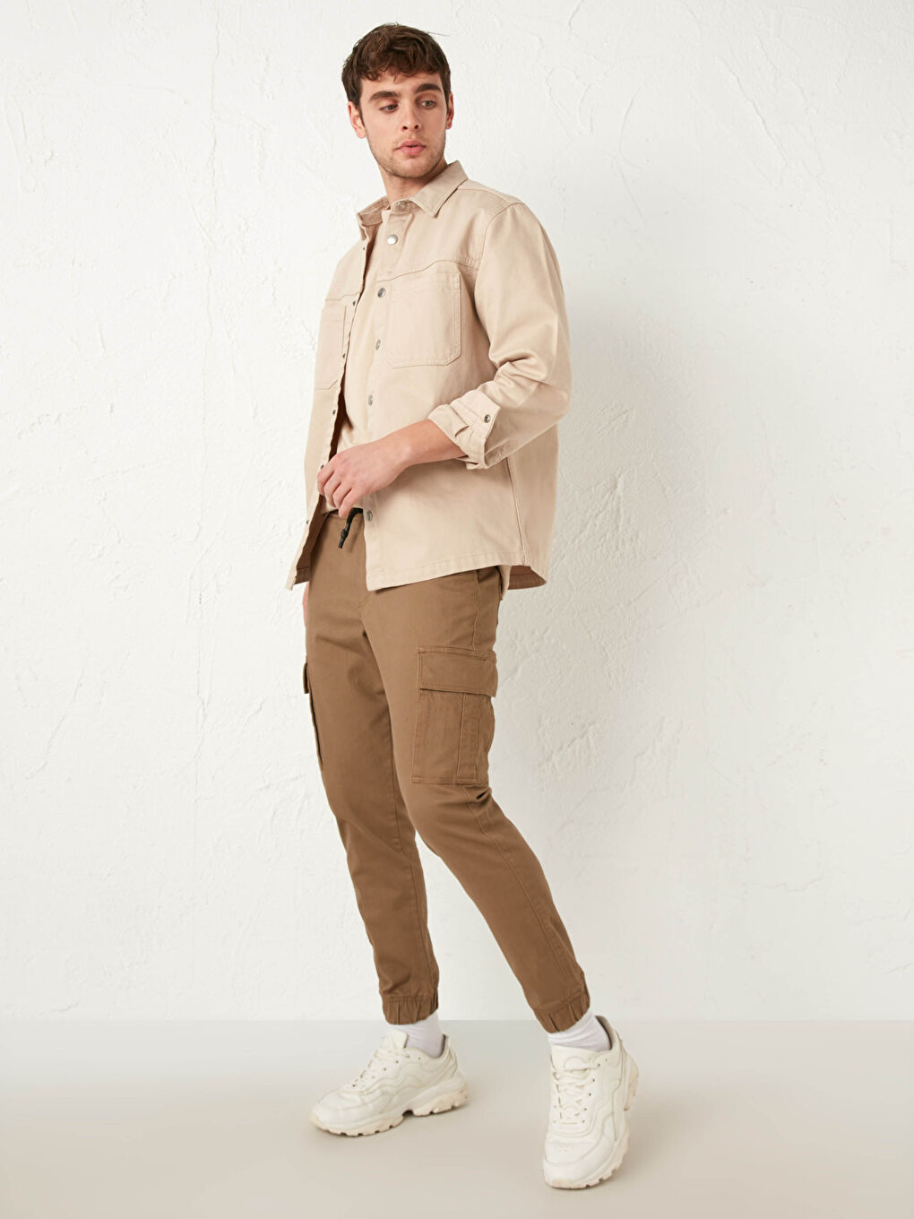 Slim Fit Gabardine Jogger Trousers-2