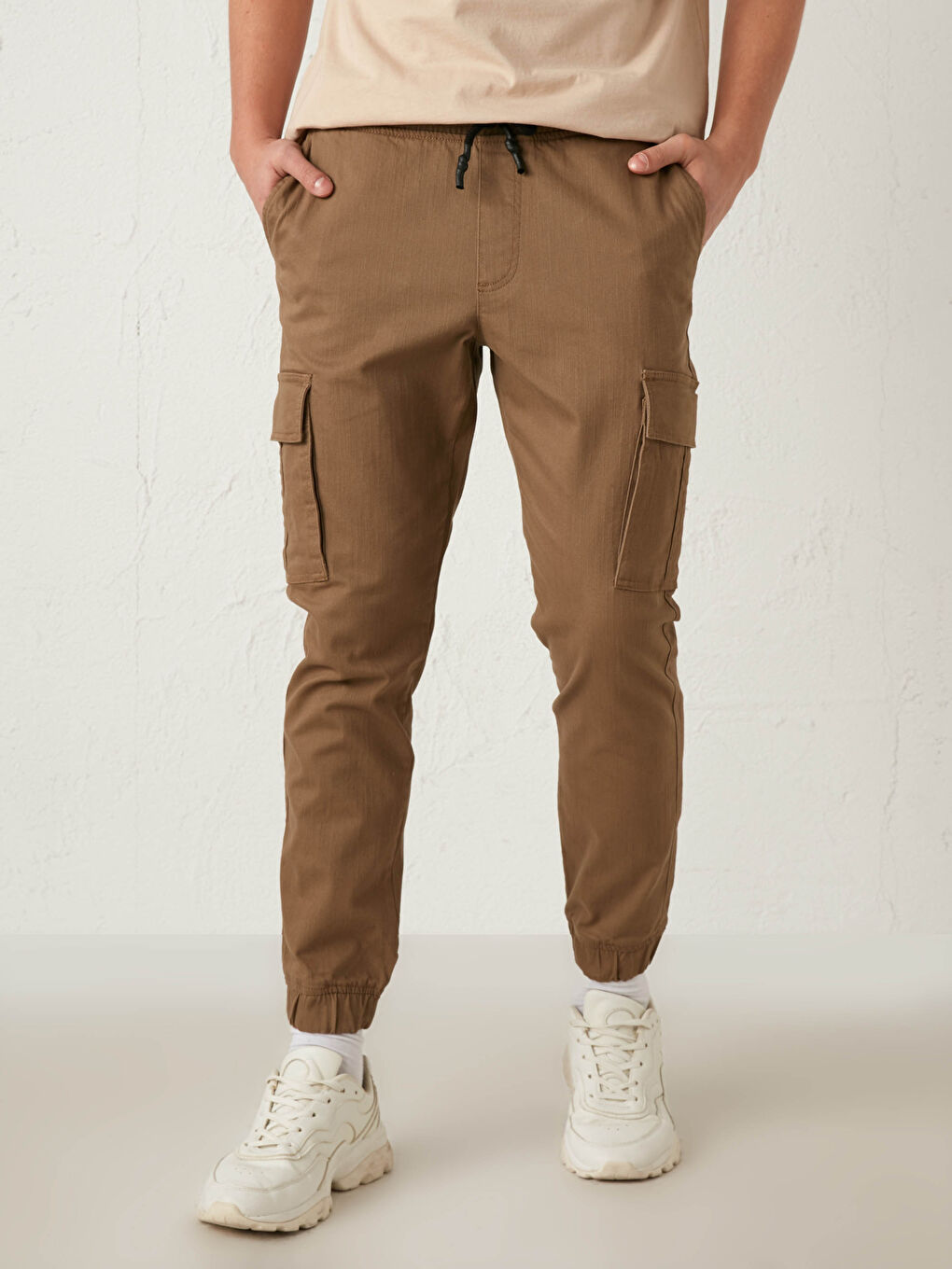 Slim Fit Gabardine Jogger Trousers-3
