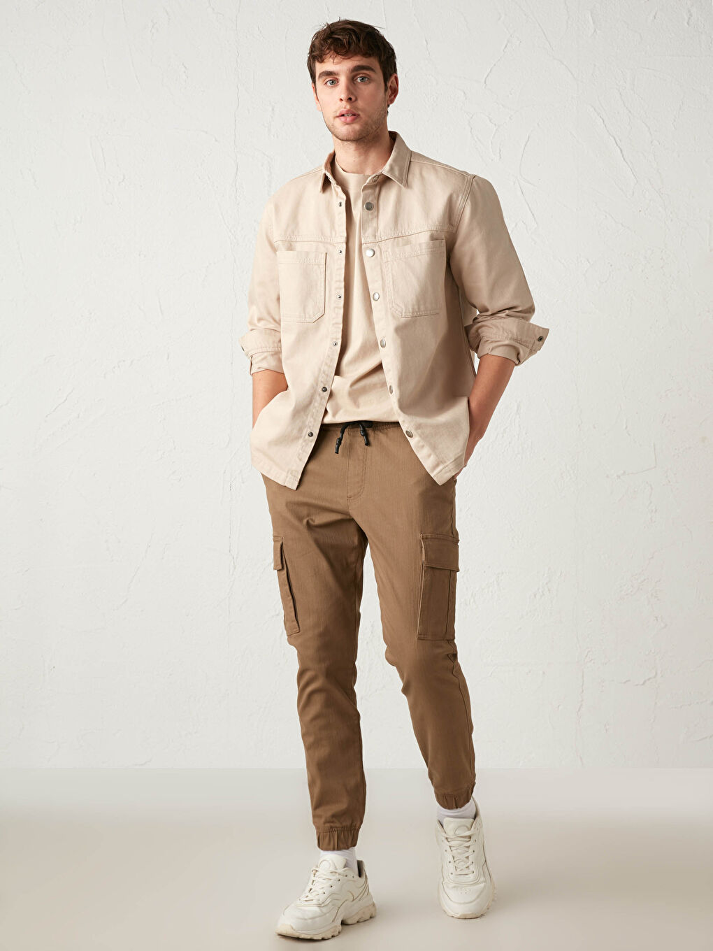 Slim Fit Gabardine Jogger Trousers-1