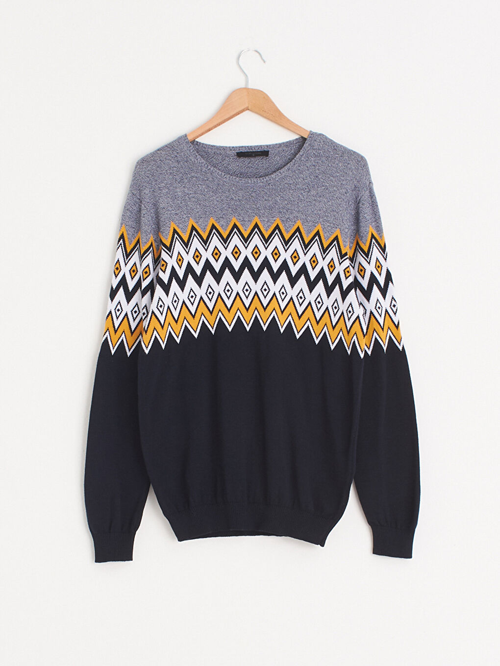 Светр з круглим вирізом горловини, візерунковий, трикотажний