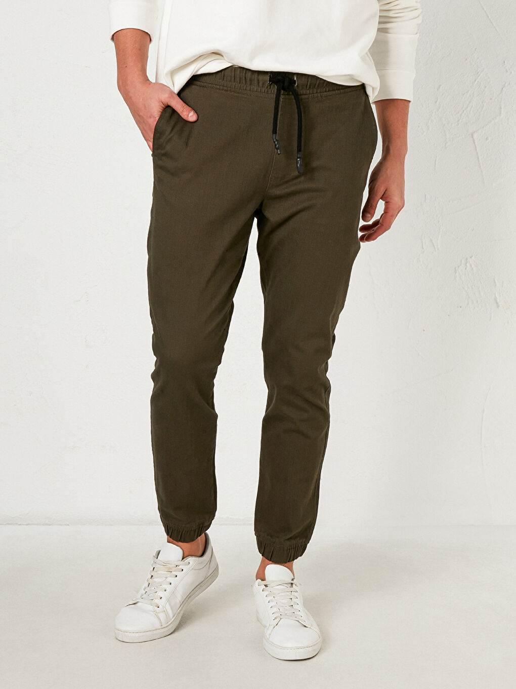 Slim Fit Gabardine Jogger Trousers-2