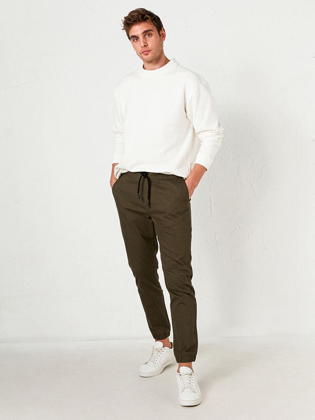 Slim Fit Gabardine Jogger Trousers-1