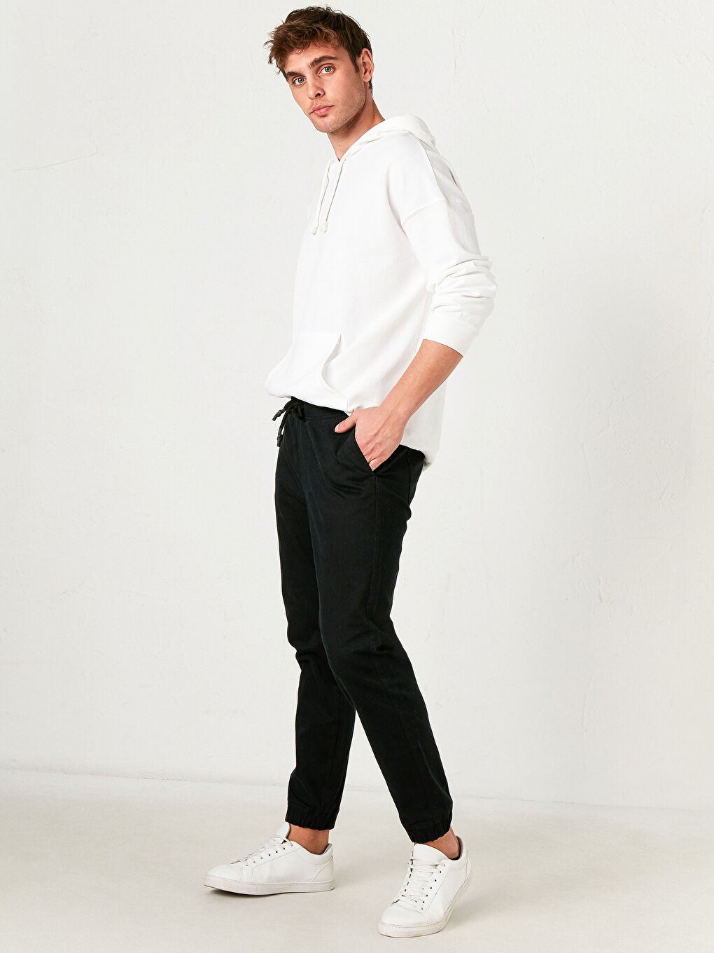 Slim Fit Gabardine Jogger Trousers-1