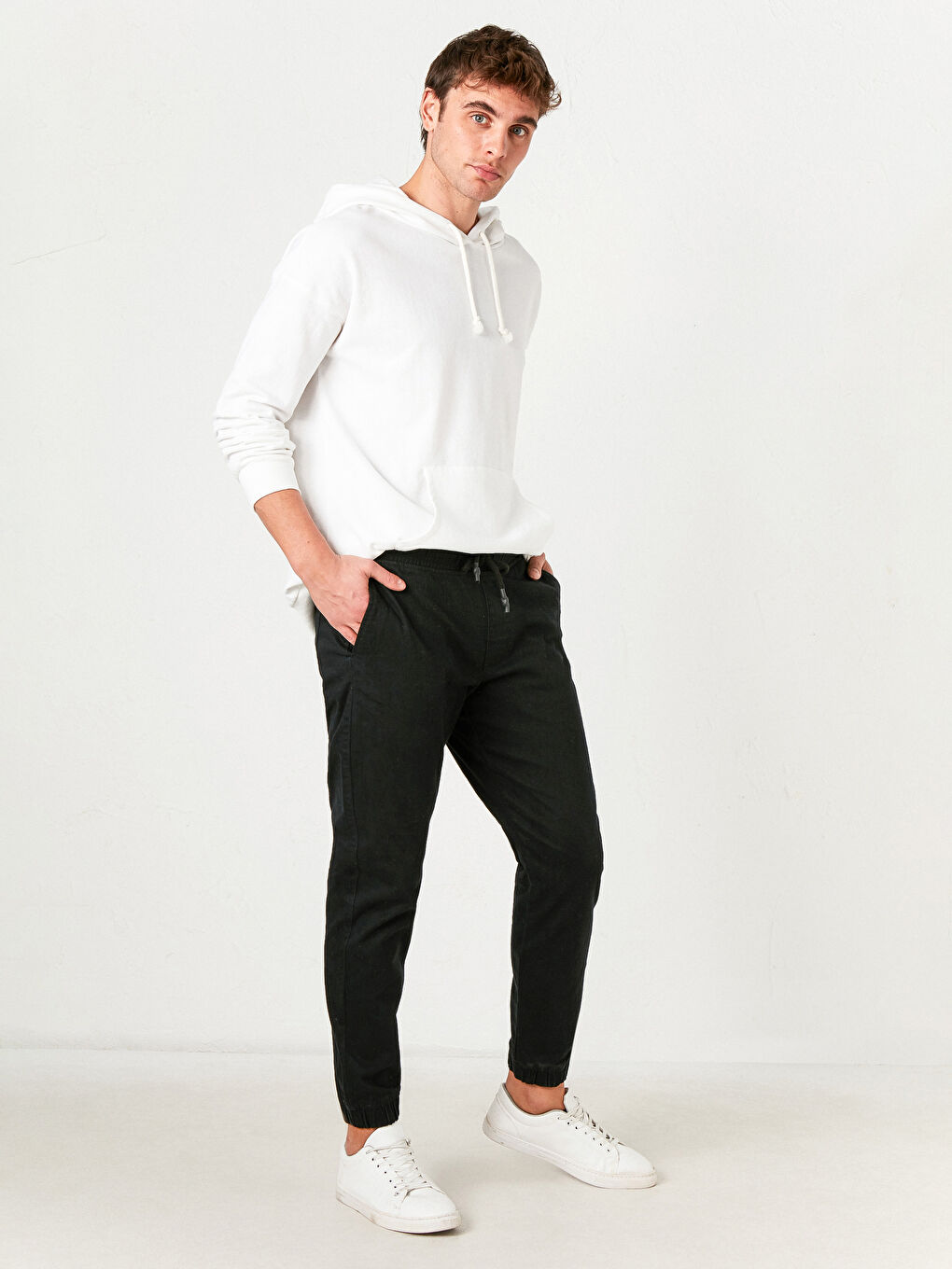 Slim Fit Gabardine Jogger Trousers-4