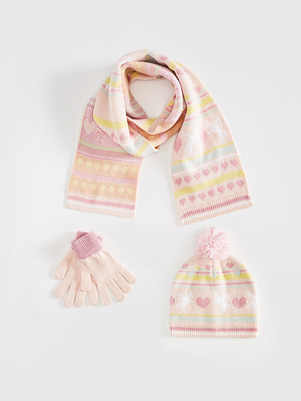 Girl's Tricot Beret, Gloves and Scarves