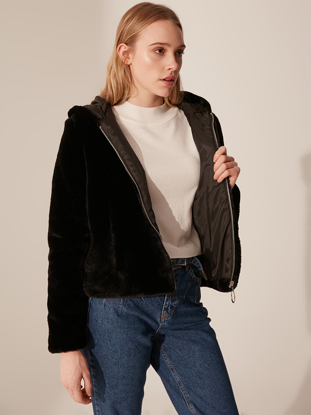 Hooded Plush Women's Coat-1