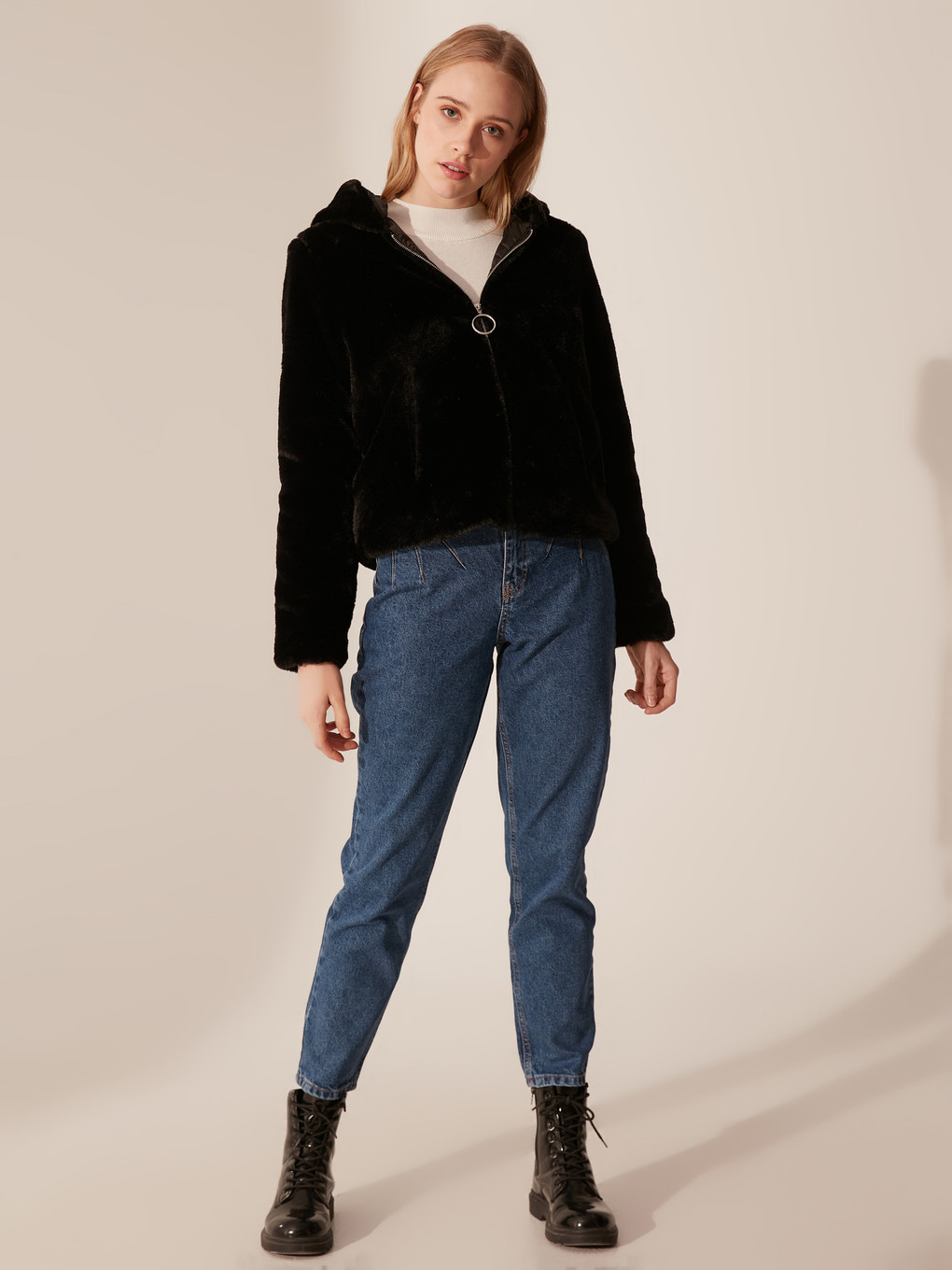 Hooded Plush Women's Coat-3