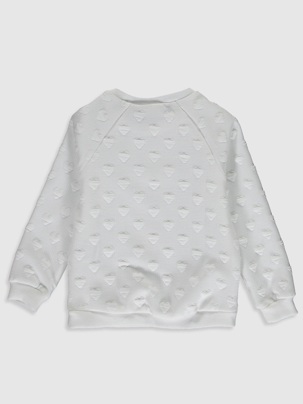 Ekru Bisiklet Yaka Baskılı Uzun Kollu Kız Çocuk Sweatshirt-1