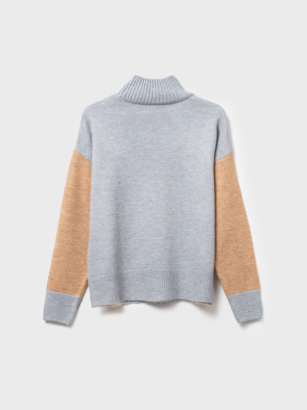 Mavi Renk Bloklu Triko Kazak-2