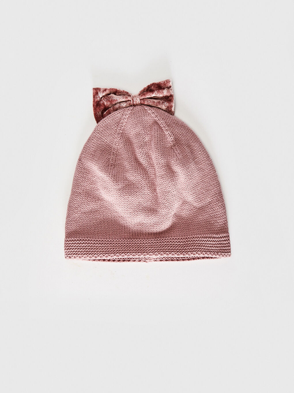 Knot Detailed Baby Girl Tricot Beret
