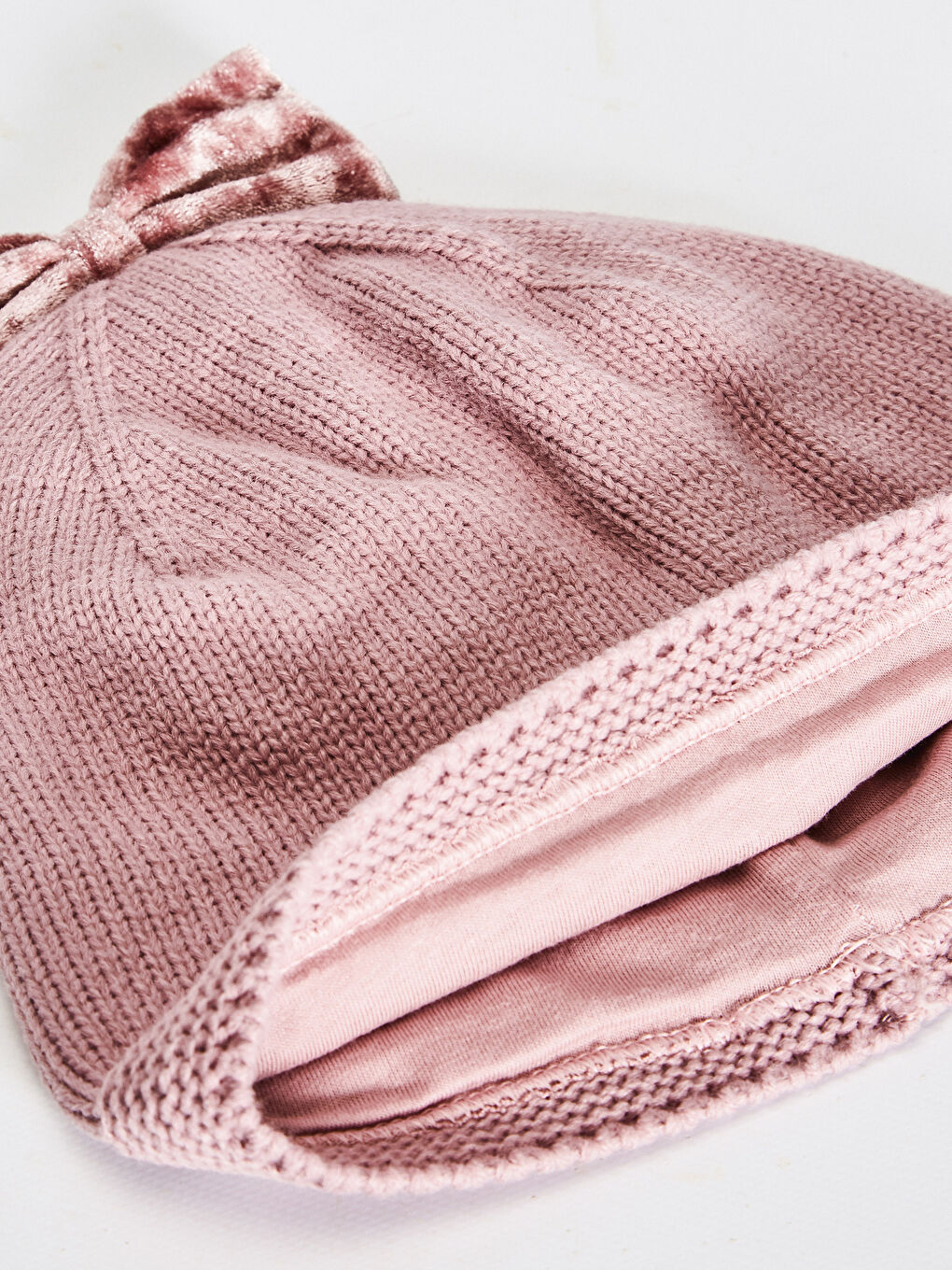 Knot Detailed Baby Girl Tricot Beret-1