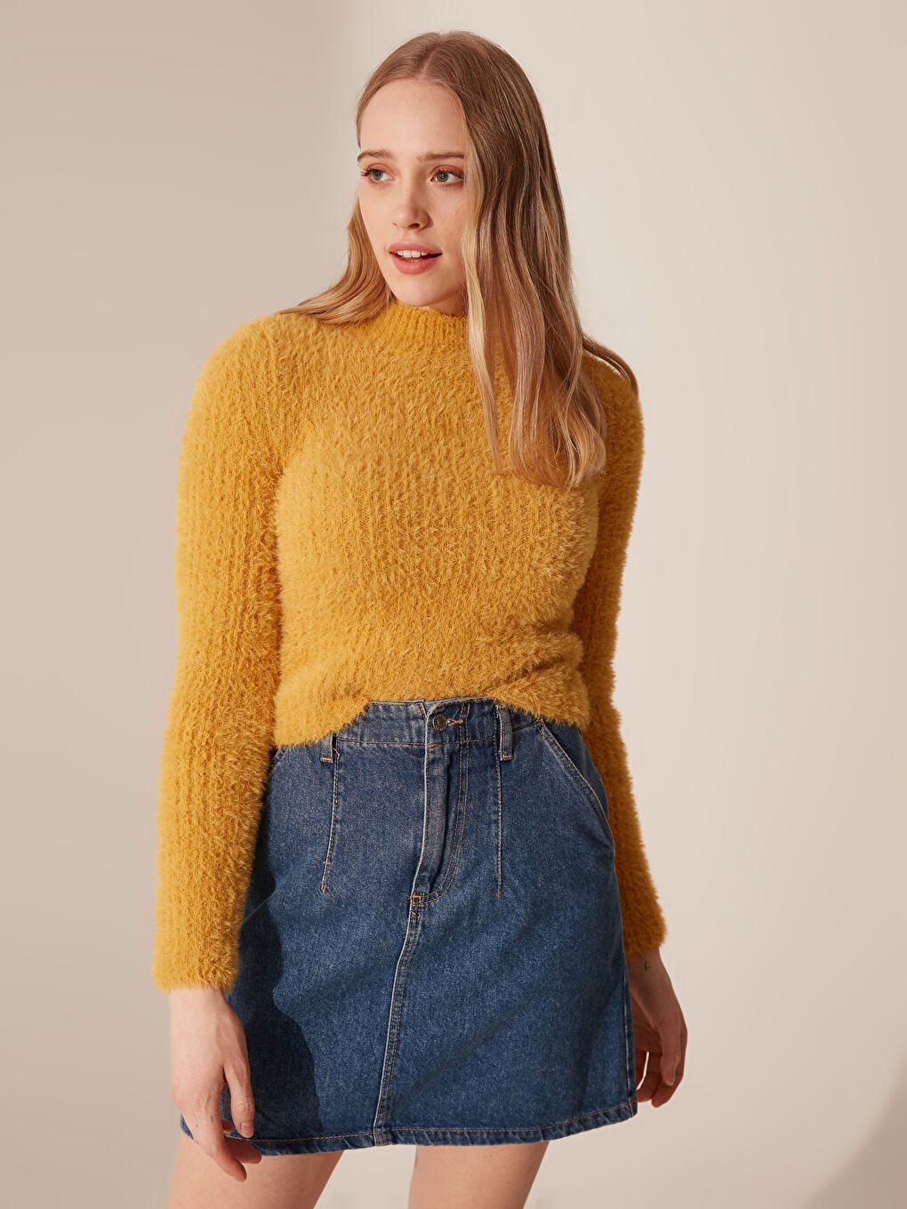 Әйелдерге арналған биік жағалы трикотаж жемпір-2