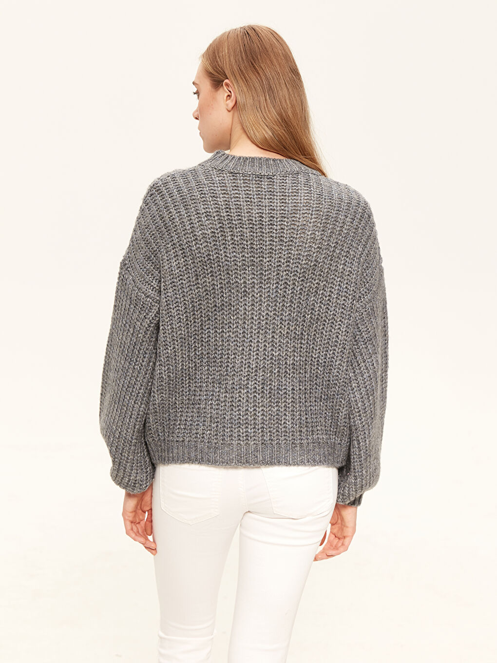 LCW Vision Ballonärmel Übergroßer Dicker Strickpullover -0W3206Z8-D5P