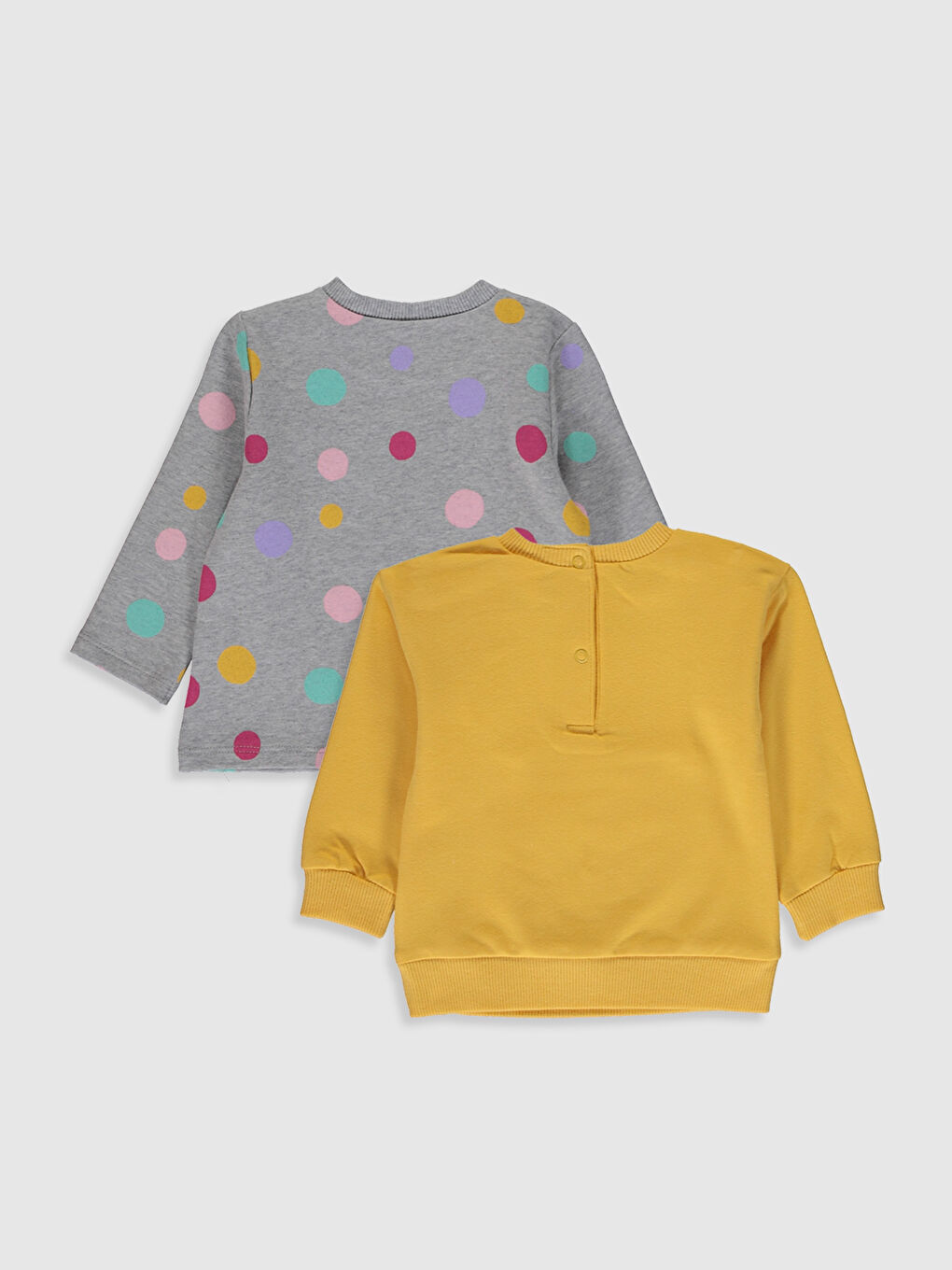 Sarı Kız Bebek Baskılı Sweatshirt 2'li-1