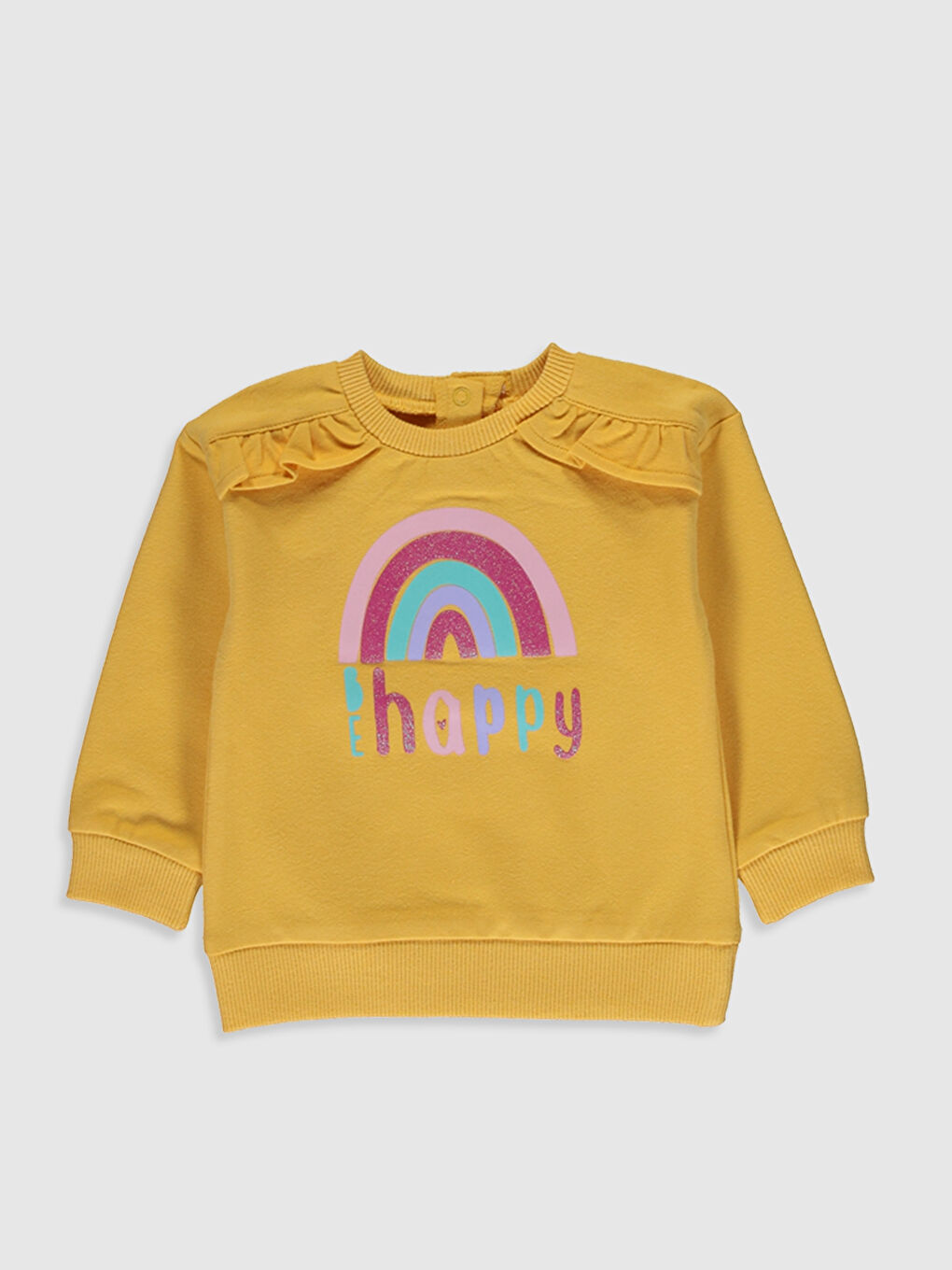 Sarı Kız Bebek Baskılı Sweatshirt 2'li-3