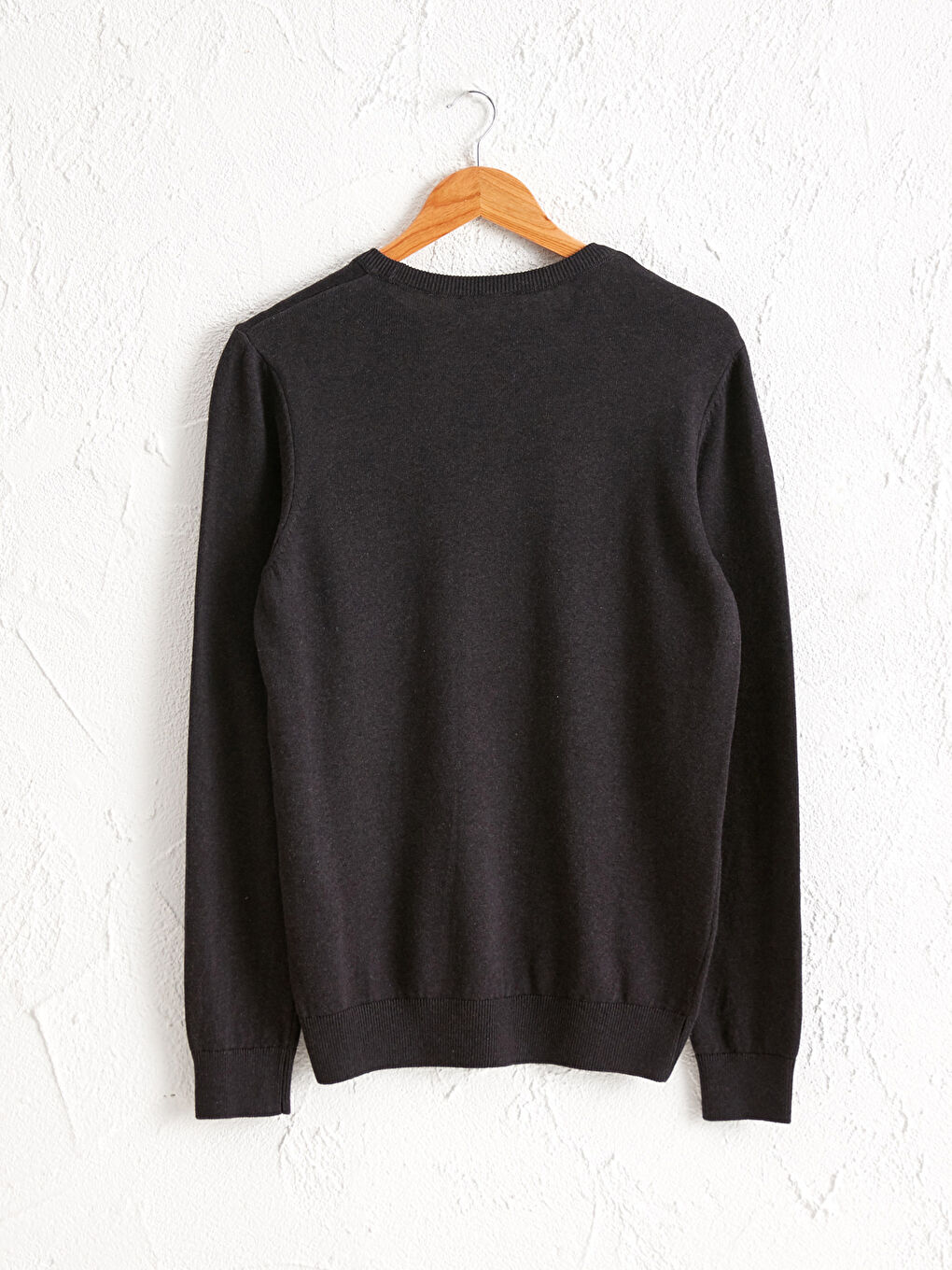 Antrasit Bisiklet Yaka Basic Triko Kazak-1