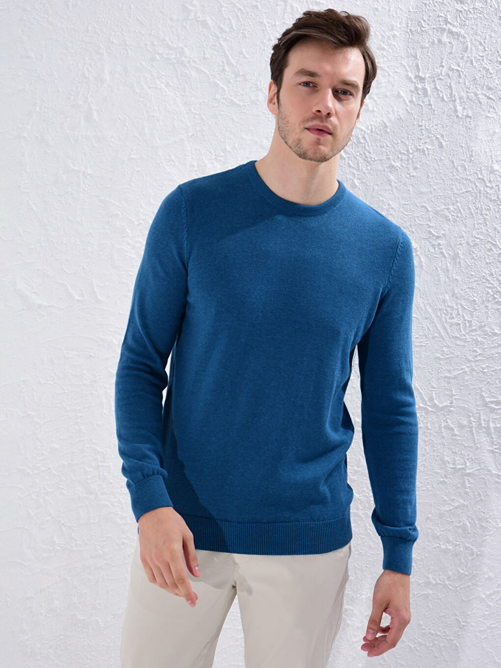 Дөңгелек жағалы негізгі трикотаж жемпір-2