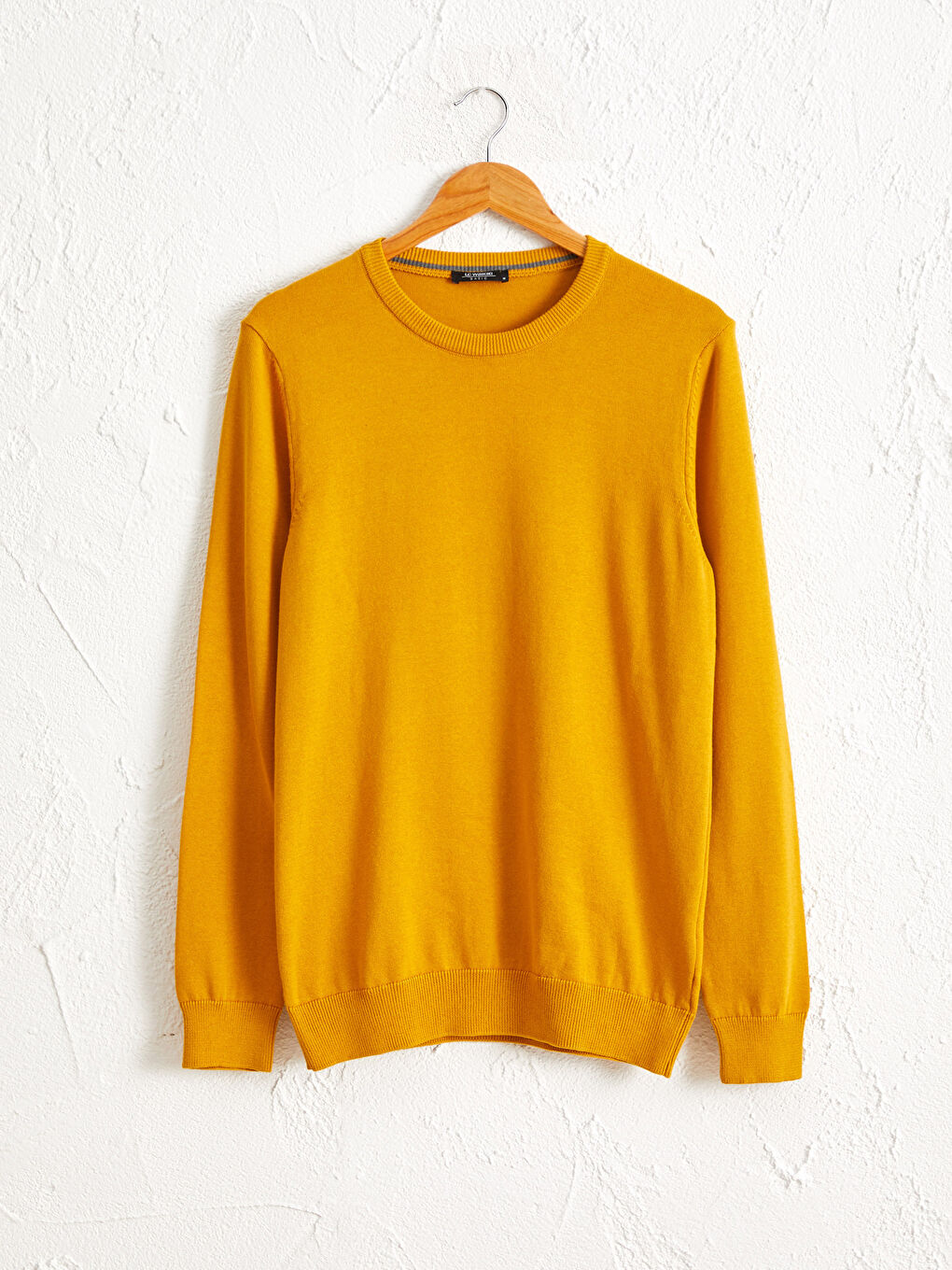 Sarı Bisiklet Yaka Basic Triko Kazak