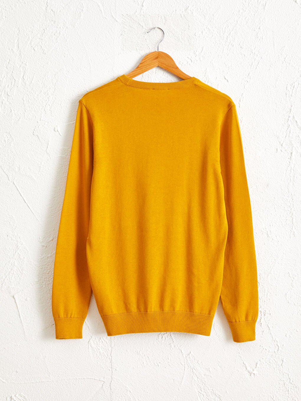 Sarı Bisiklet Yaka Basic Triko Kazak-1