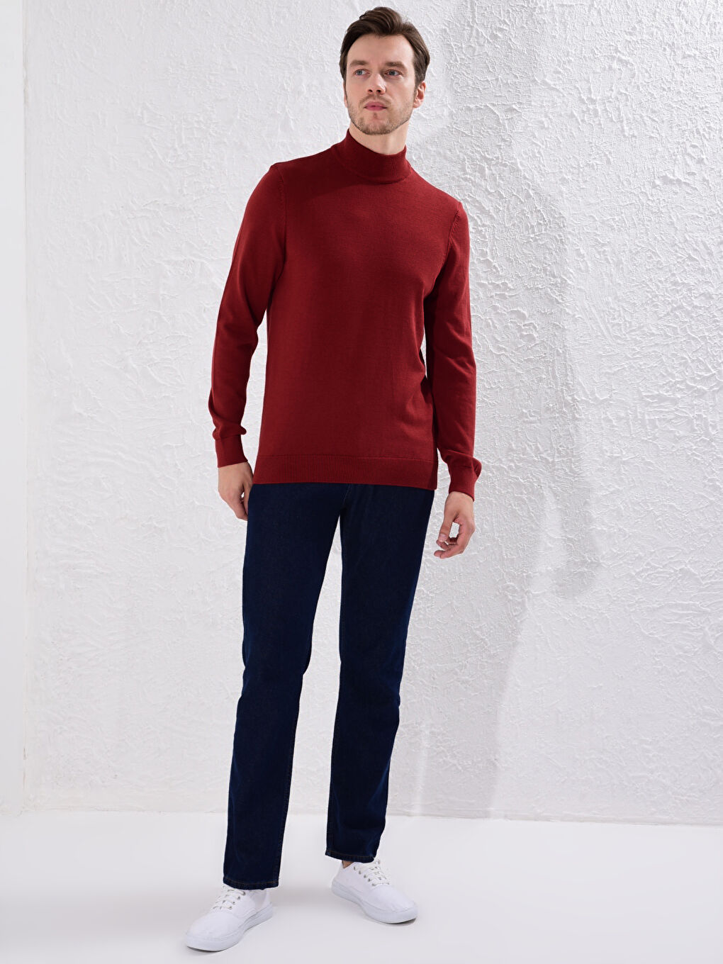 Kahverengi Yarım Balıkçı Yaka Triko Kazak-2