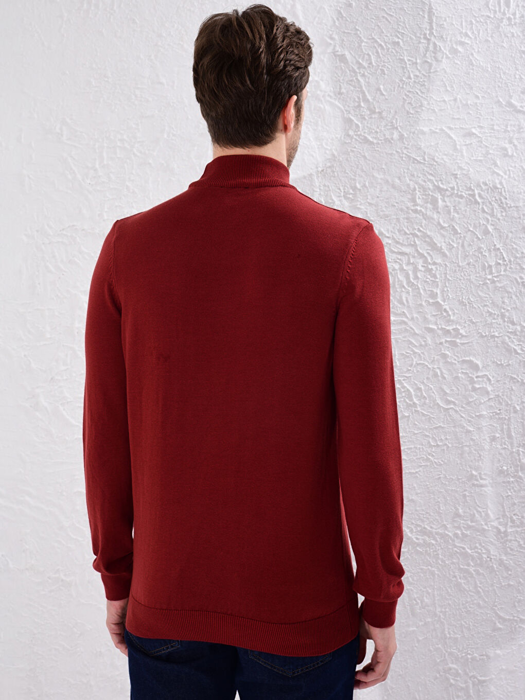 Kahverengi Yarım Balıkçı Yaka Triko Kazak-3