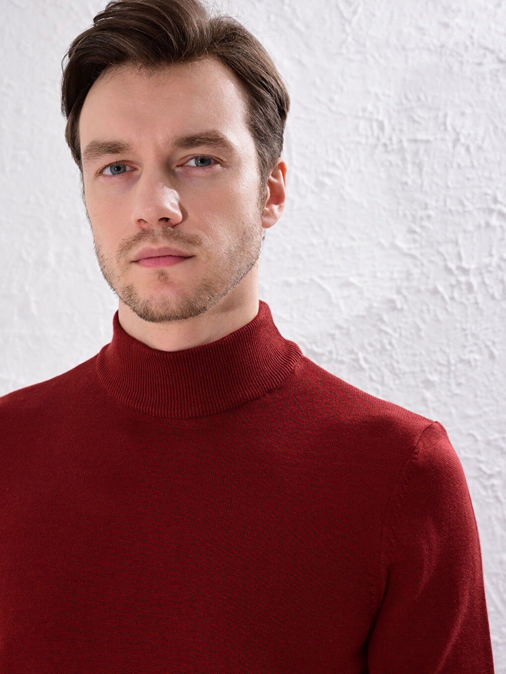 Kahverengi Yarım Balıkçı Yaka Triko Kazak-4