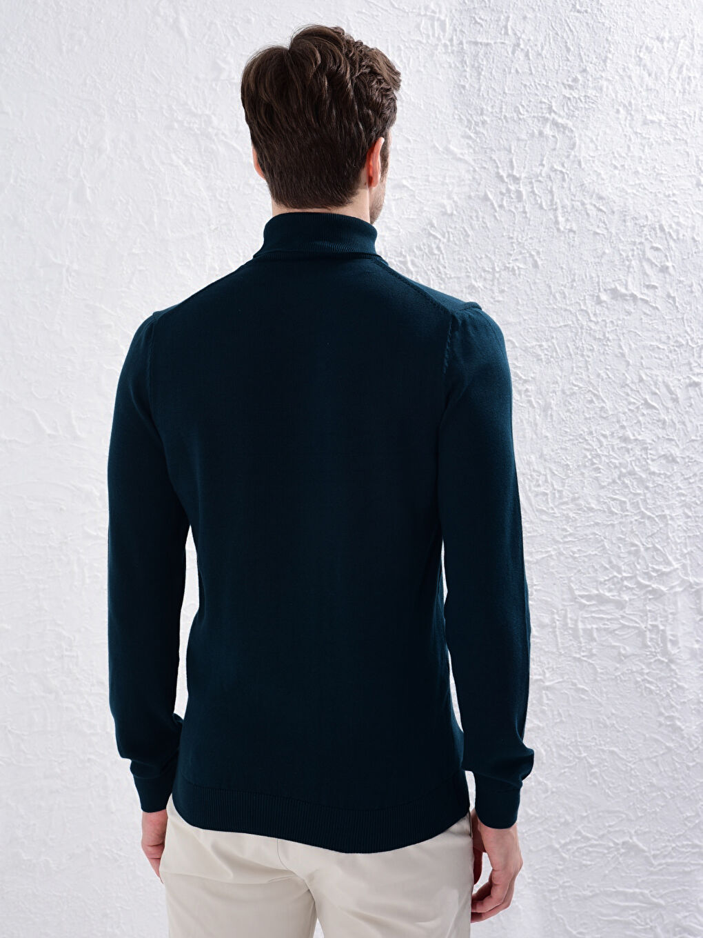 Yeşil Balıkçı Yaka Basic İnce Triko Kazak-3