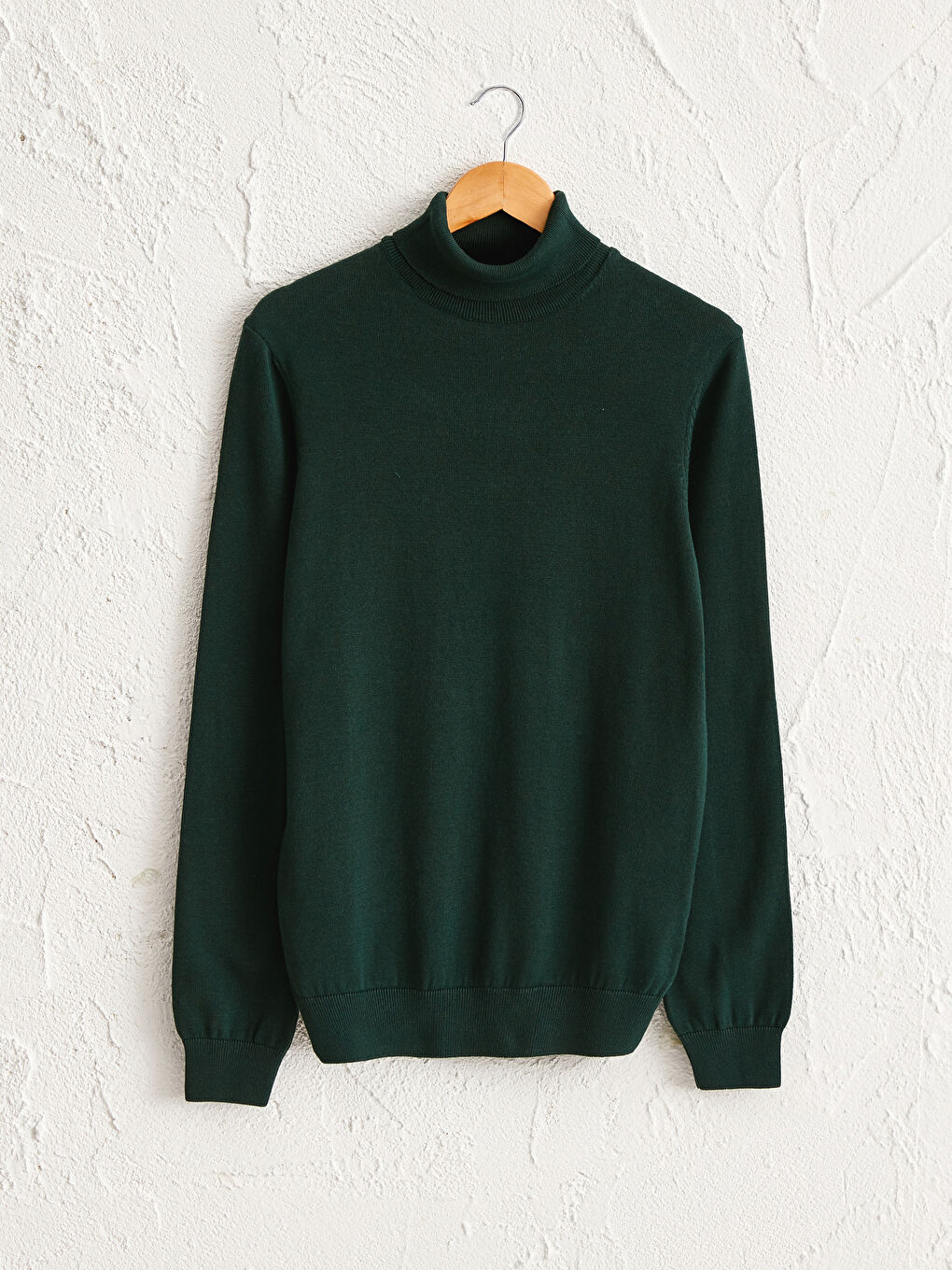 Yeşil Balıkçı Yaka Basic İnce Triko Kazak