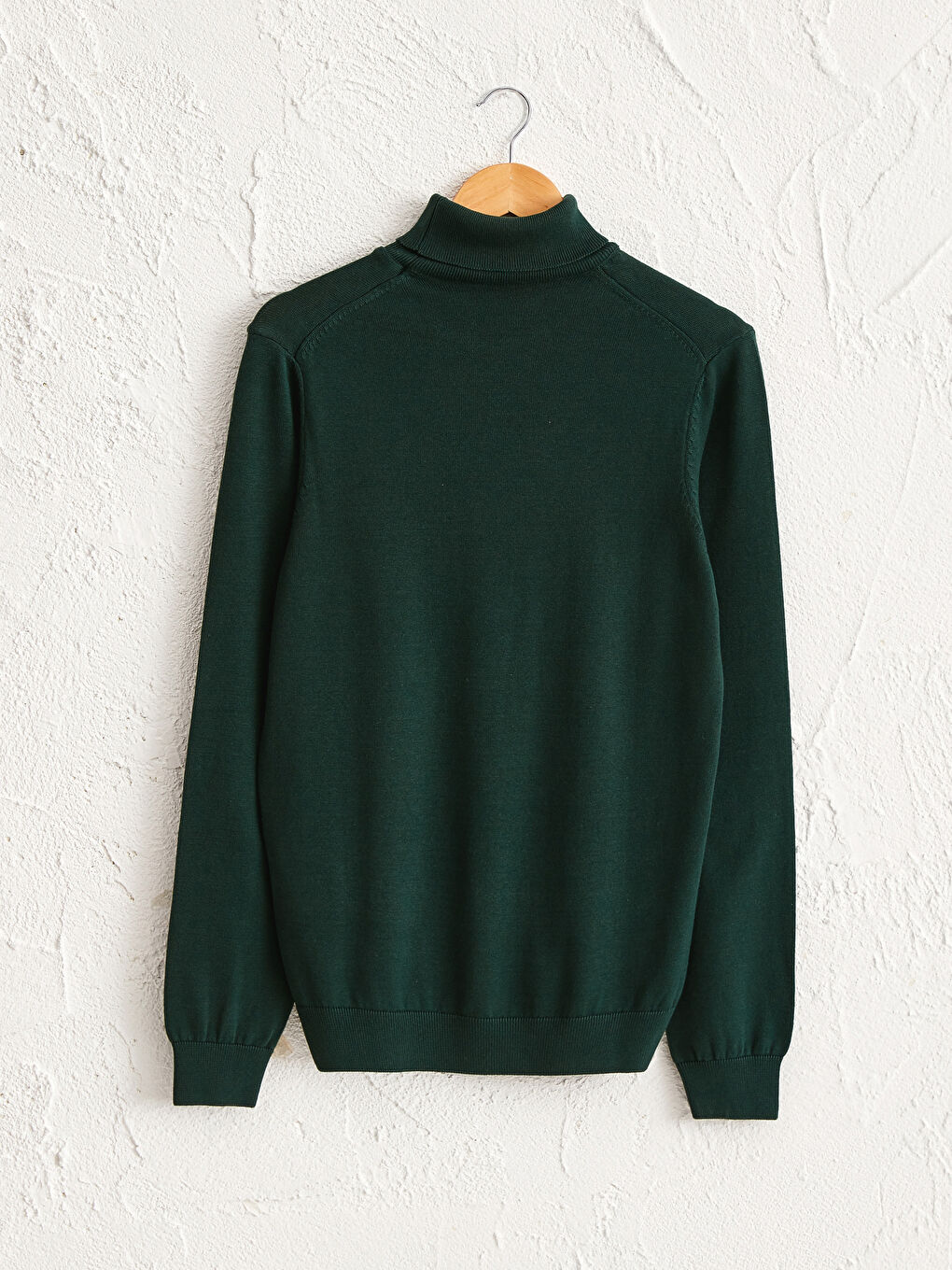 Yeşil Balıkçı Yaka Basic İnce Triko Kazak-1