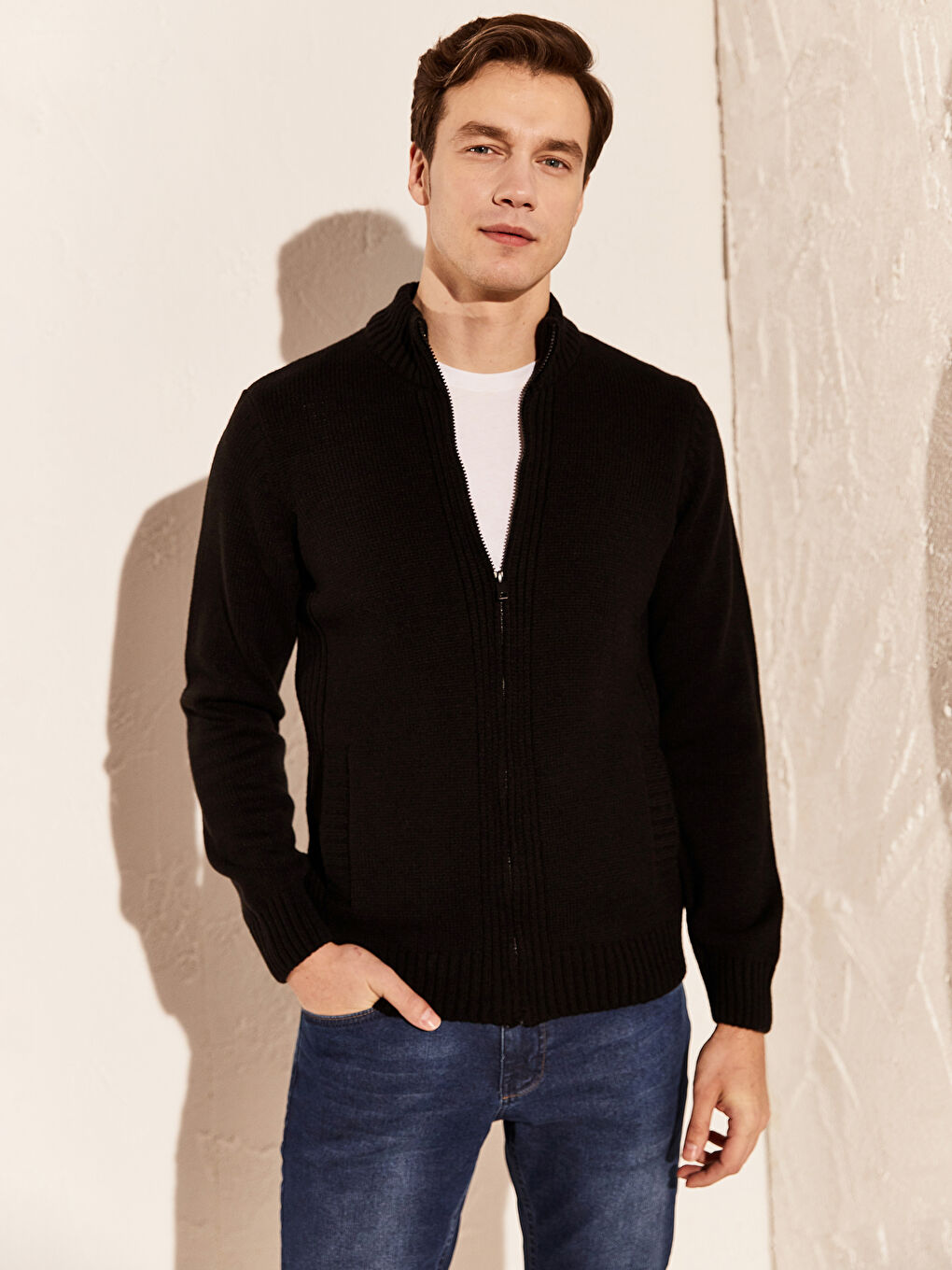 Neckband Basic Heavy Tricot Cardigan