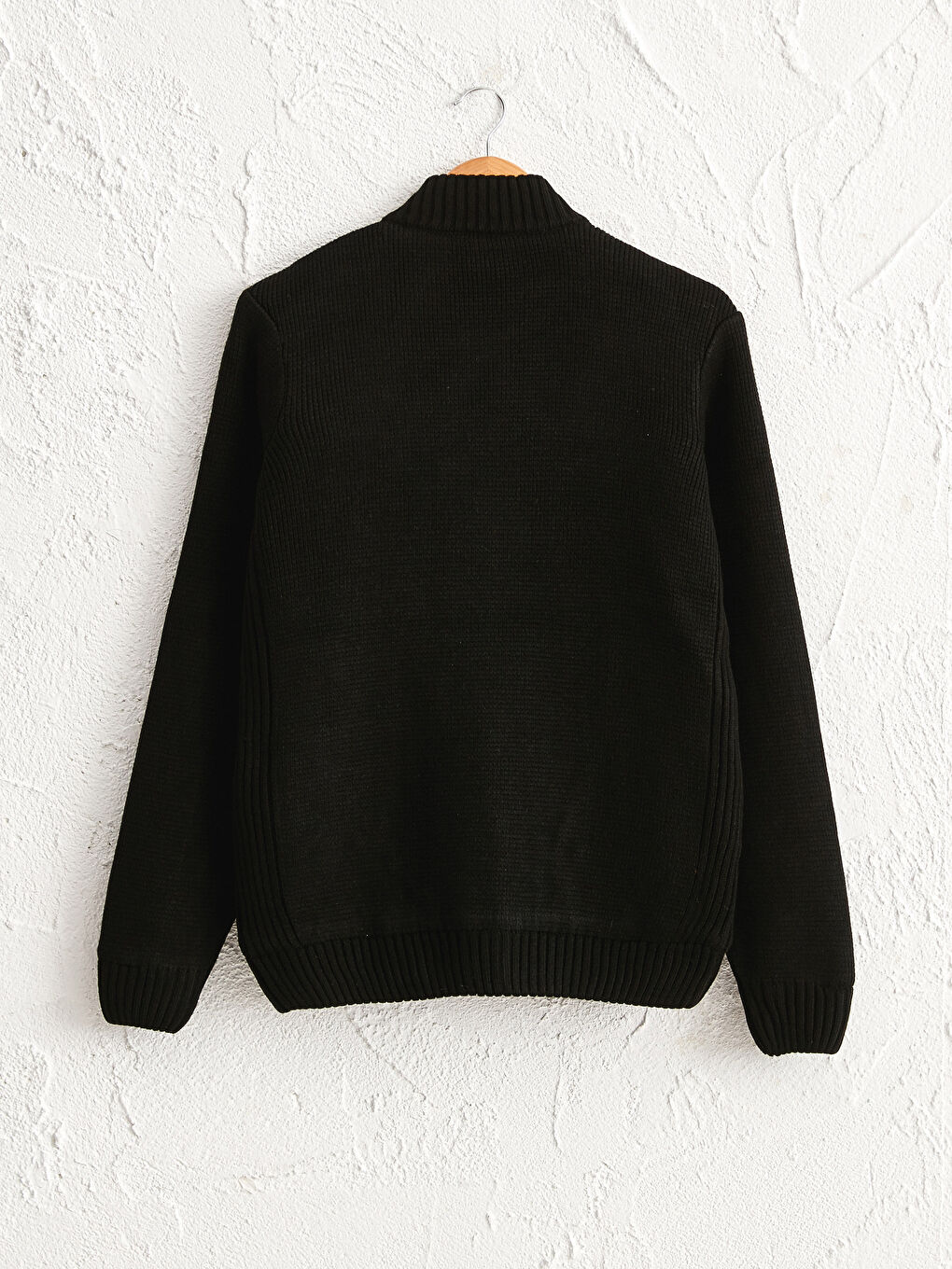 Cardigan en Tricot Épais à Col Vertical Uni-1